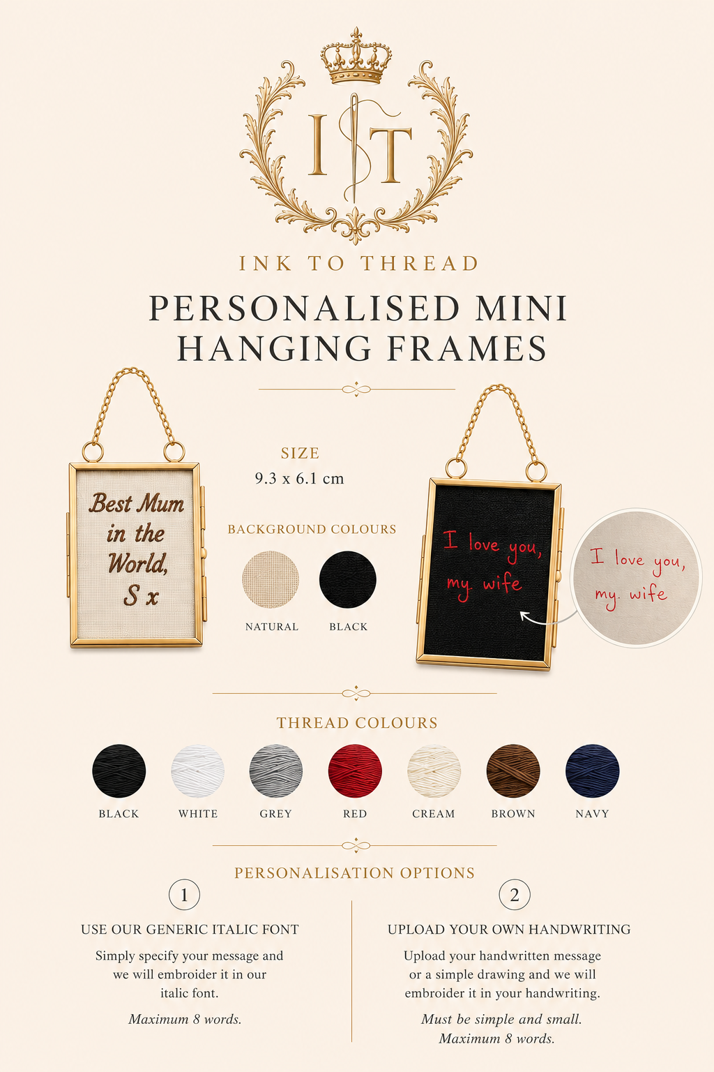 Personalised mini hanging frames / decoration
