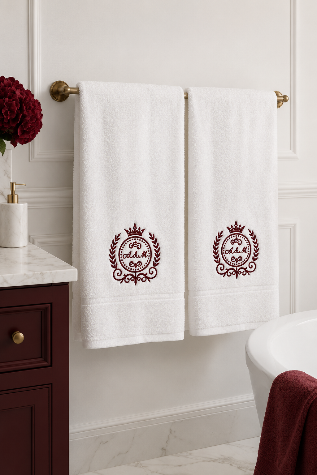 Personalised initial crest bath towel or sheet