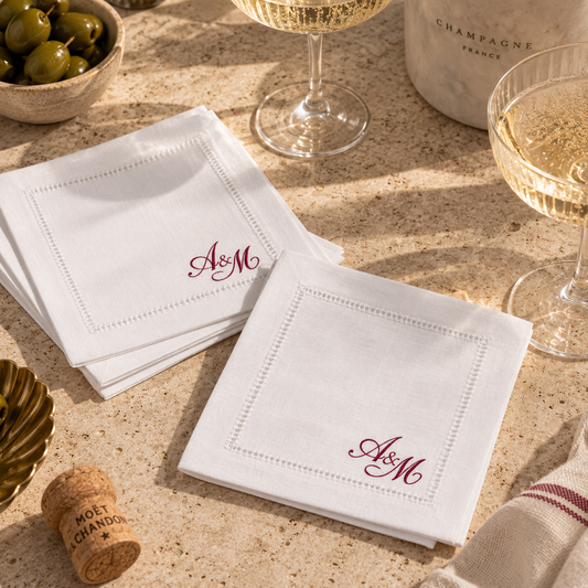 Personalised linen cocktail napkins
