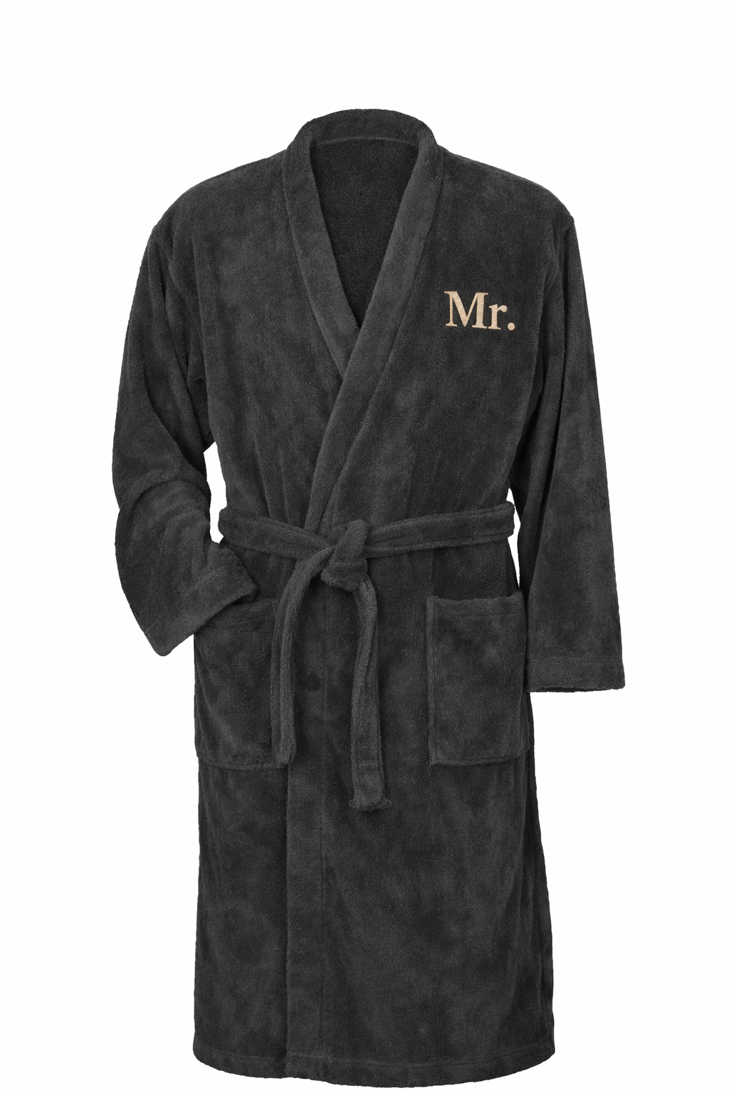 Personalised embroidered velour bathrobe for him