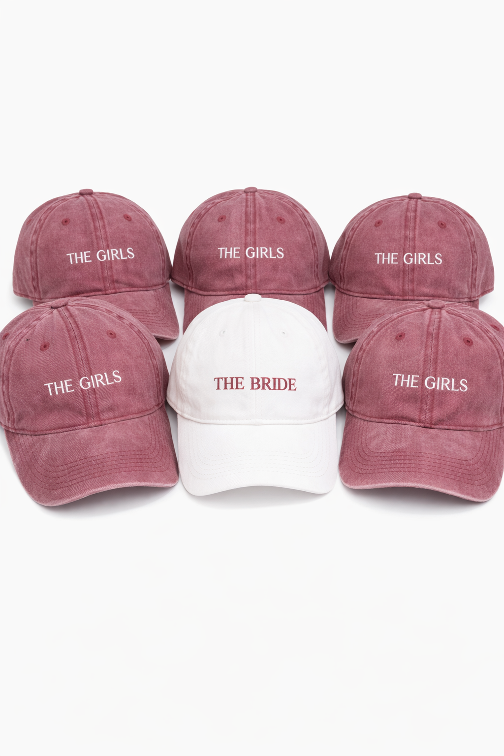 The Bride & The girls embroidered cap bundle