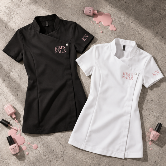 custom beauty tunic with text or company logo