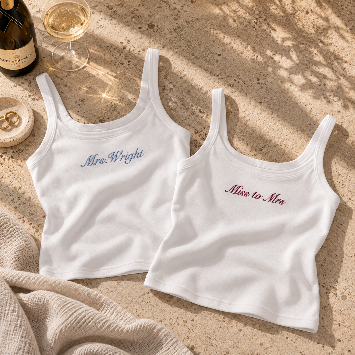Personalised embroidered bridal mini vest top