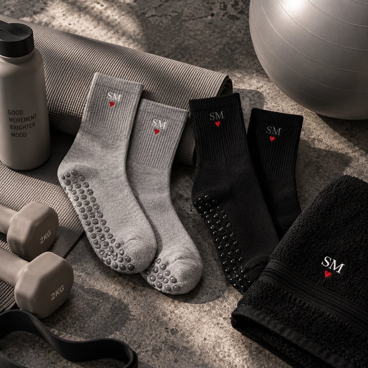personalised embroidered intiials grip socks