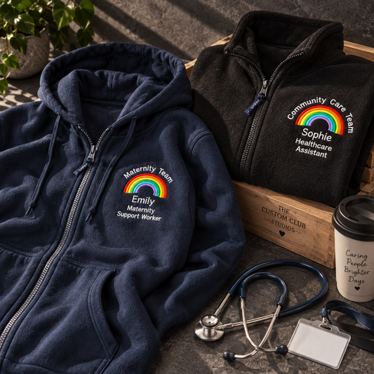 Healthworker zip up hoodie or Fleece (multiple designs)