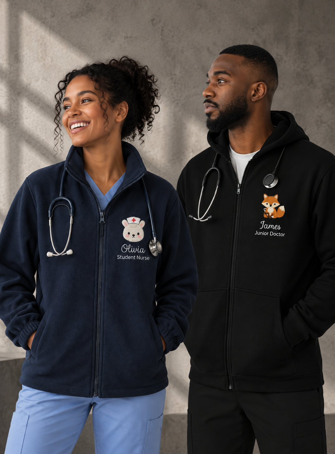 Personalised Healthcare Character Fleece or Zip-Up Hoodie