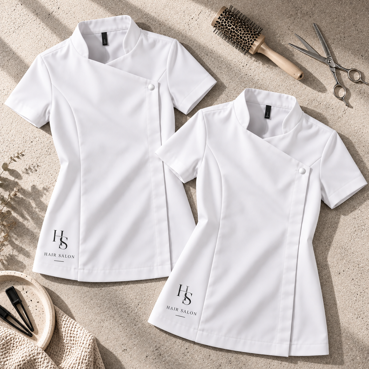 custom beauty tunic with text or company logo
