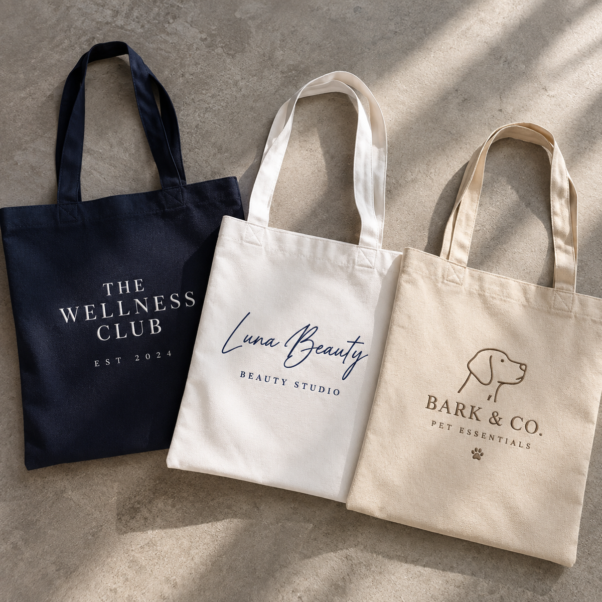 Tote bags with business name or logo