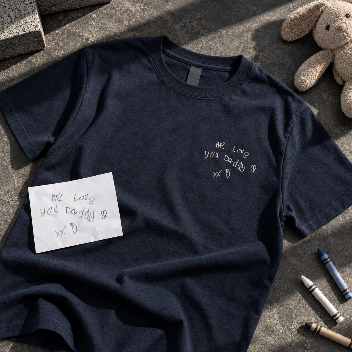 Your handwritten note / kids drawings on clothing