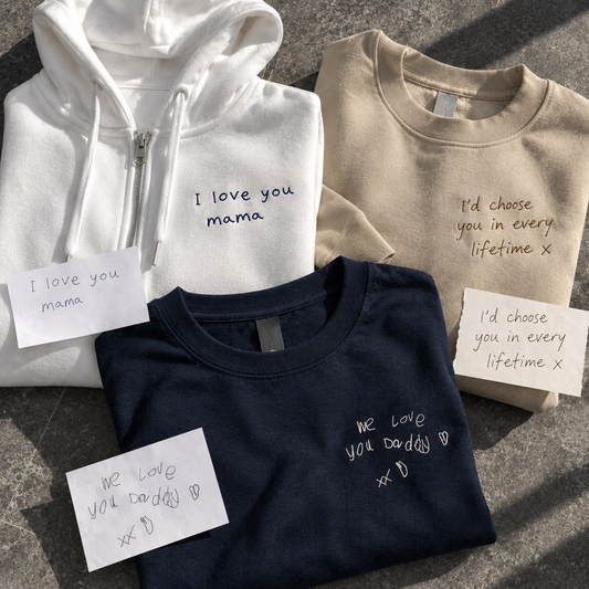 Your handwritten note / kids drawings on clothing