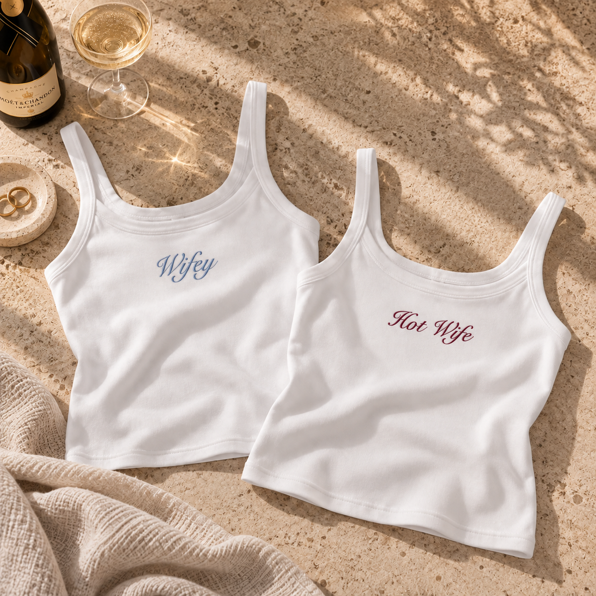 Personalised embroidered bridal mini vest top