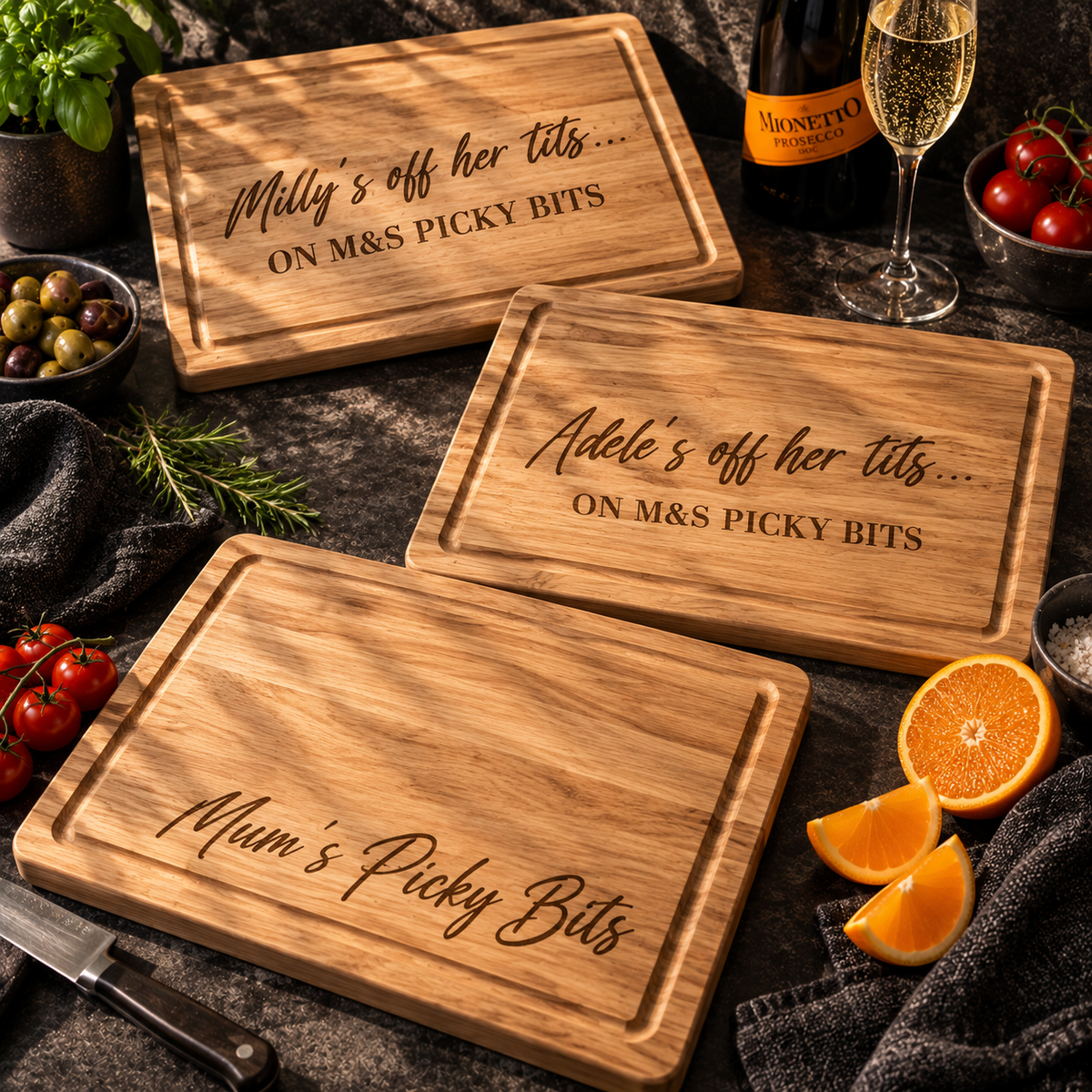 Personalised snackboard with your own text