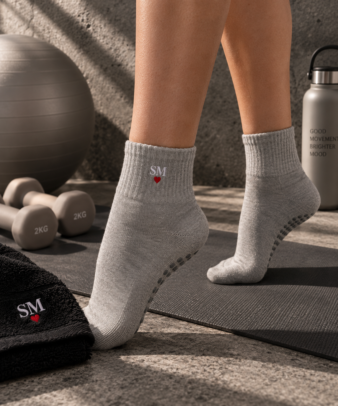 personalised embroidered intiials grip socks