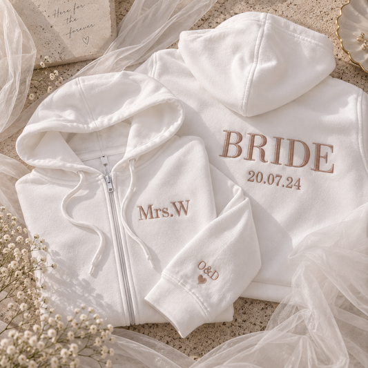 Bridal zip up personalised hoodie