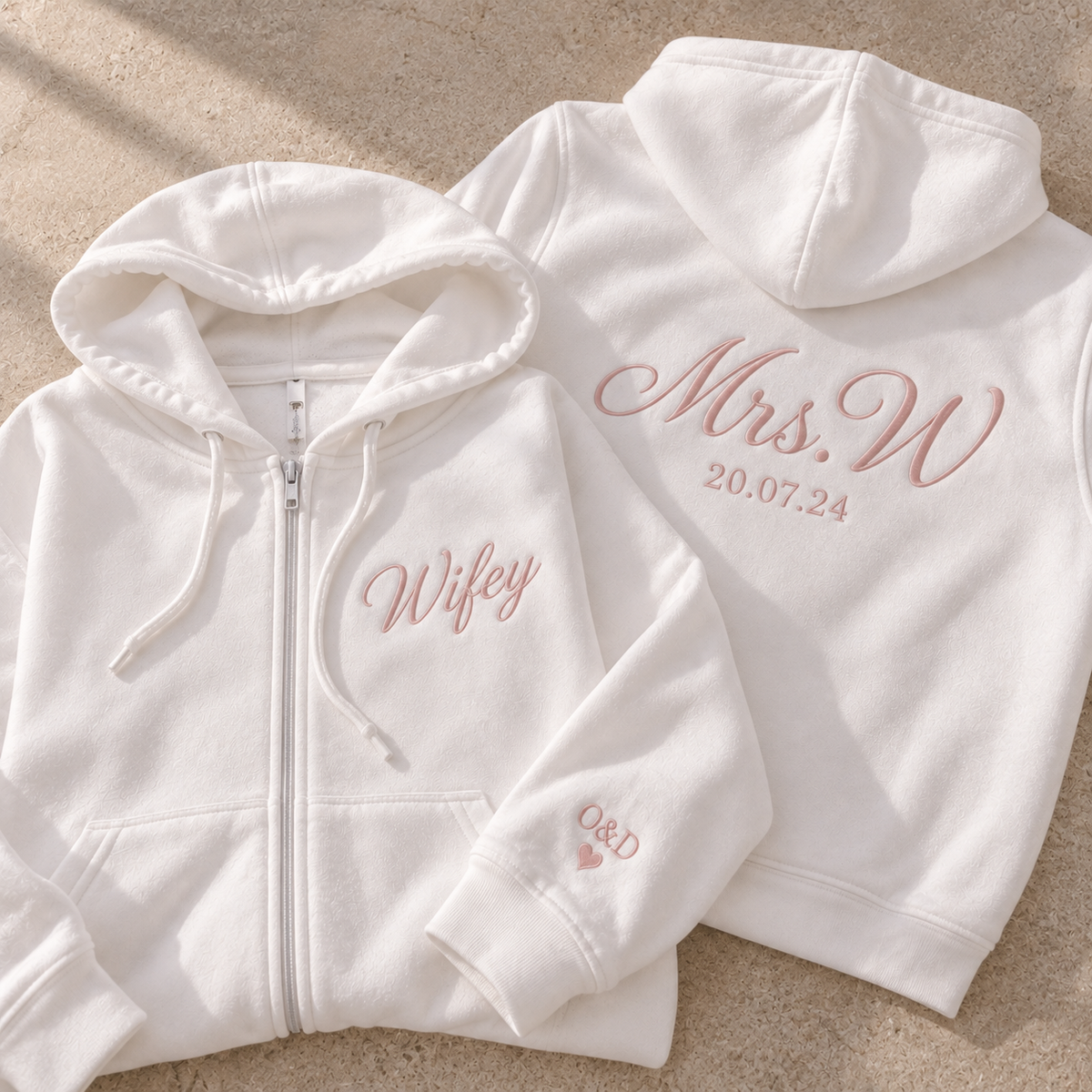 Bridal zip up personalised hoodie