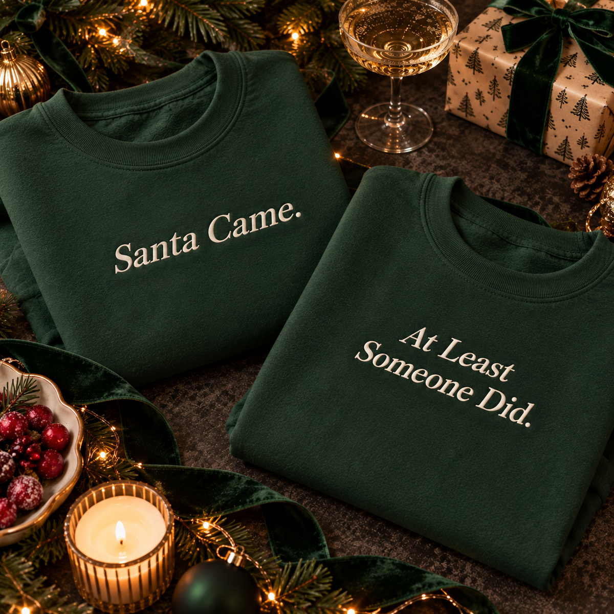 Set of matching funny crude Christmas Sweatshirts for Couples or friends