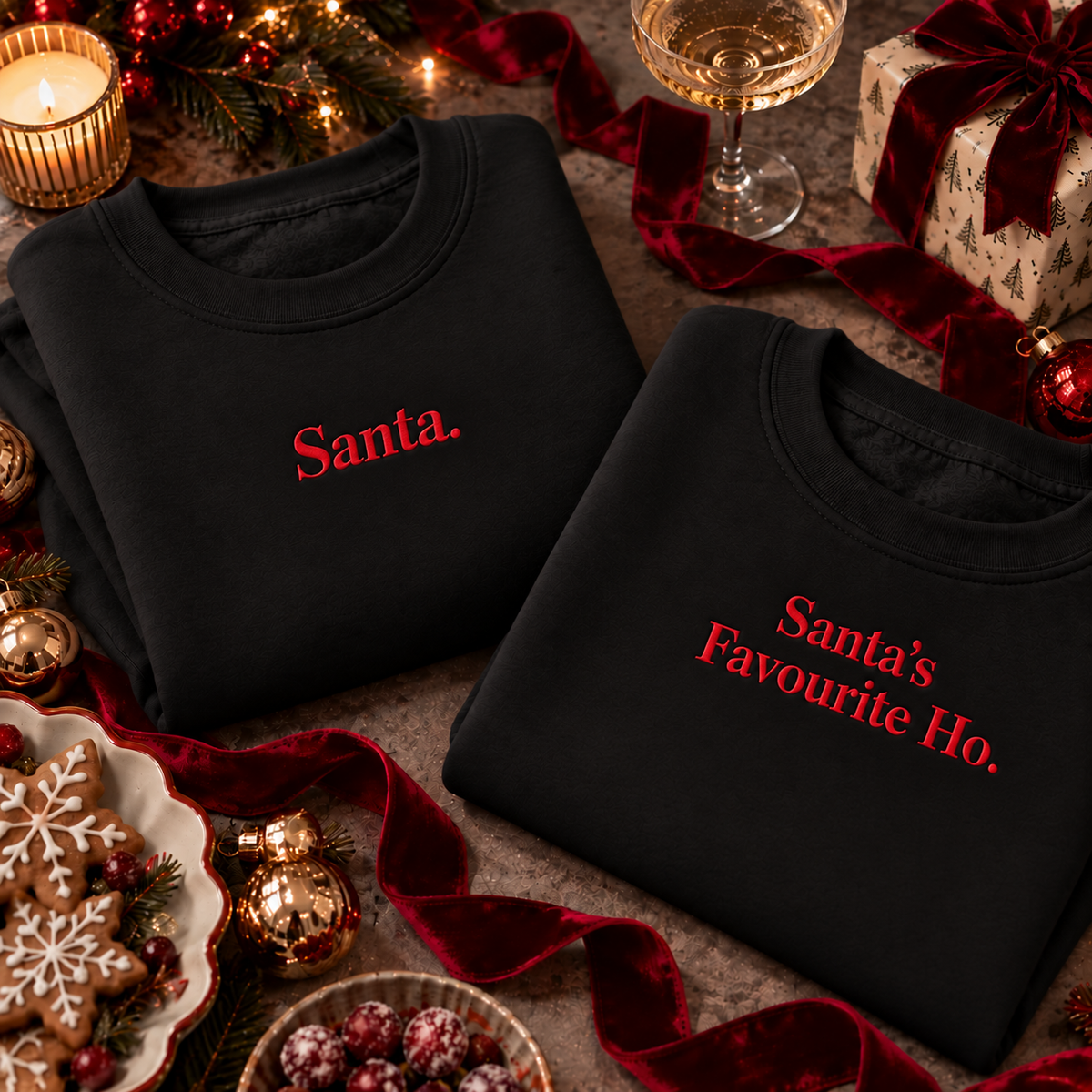 Set of matching funny crude Christmas Sweatshirts for Couples or friends