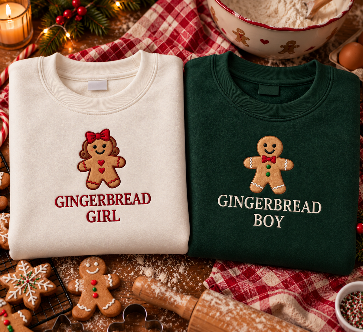 Gingerbread girl / boy christmas jumpers