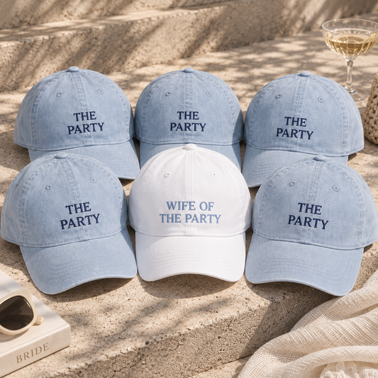 Wife of the party embroidered cap bundle