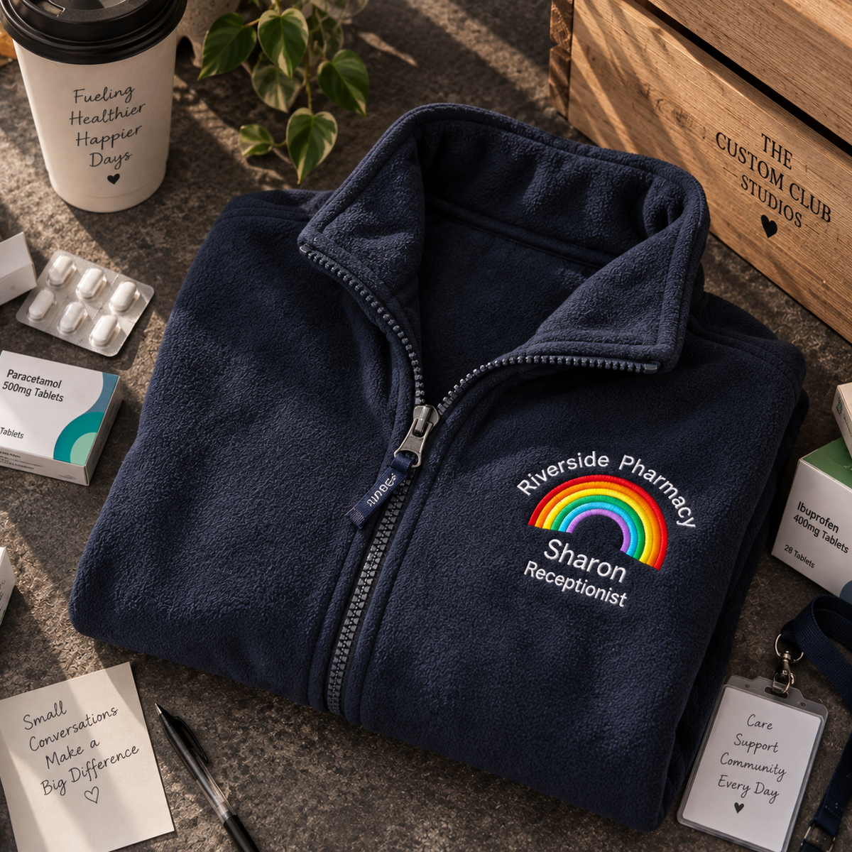 Healthworker zip up hoodie or Fleece (multiple designs)