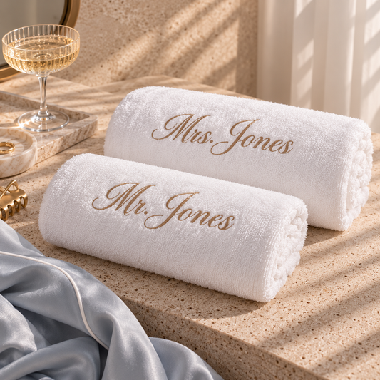 Personalised embroidered Bridal bath towel or sheet
