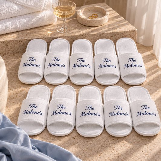 Personalised wedding guest slippers bulk