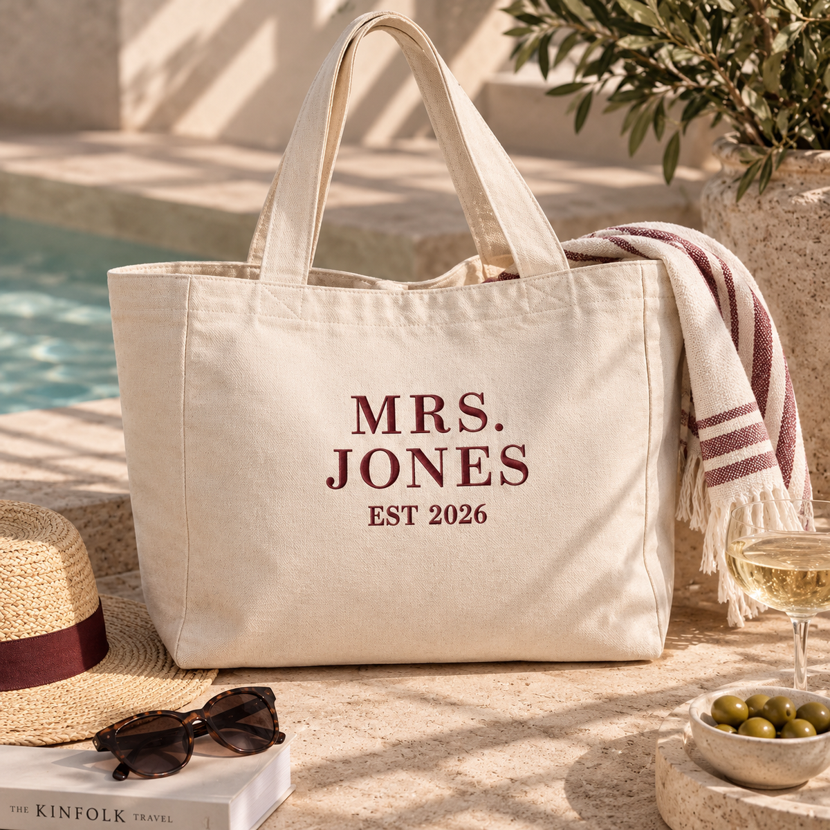 Oversized personalised beach bag