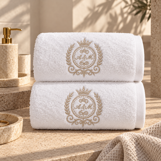 Personalised initial crest bath towel or sheet