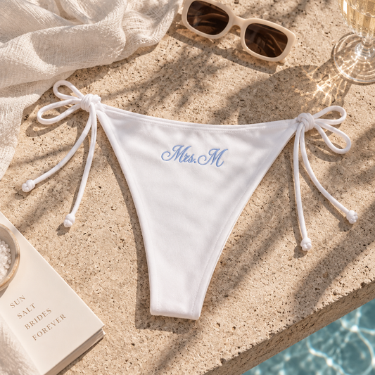personalised white cheeky bikini bottoms