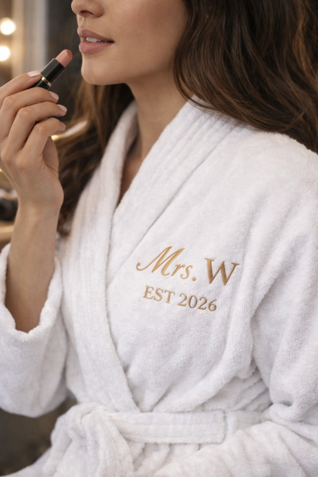 Personalised embroidered bridal velour bathrobe