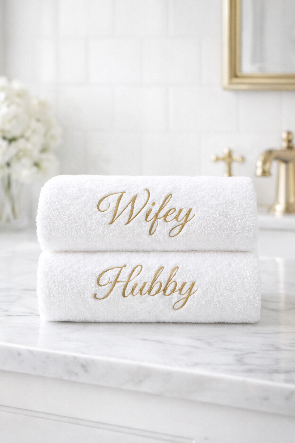 Personalised embroidered Bridal bath towel or sheet