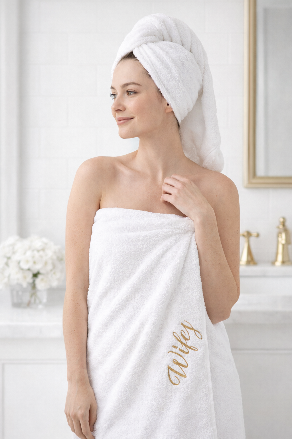 Personalised embroidered Bridal bath towel or sheet