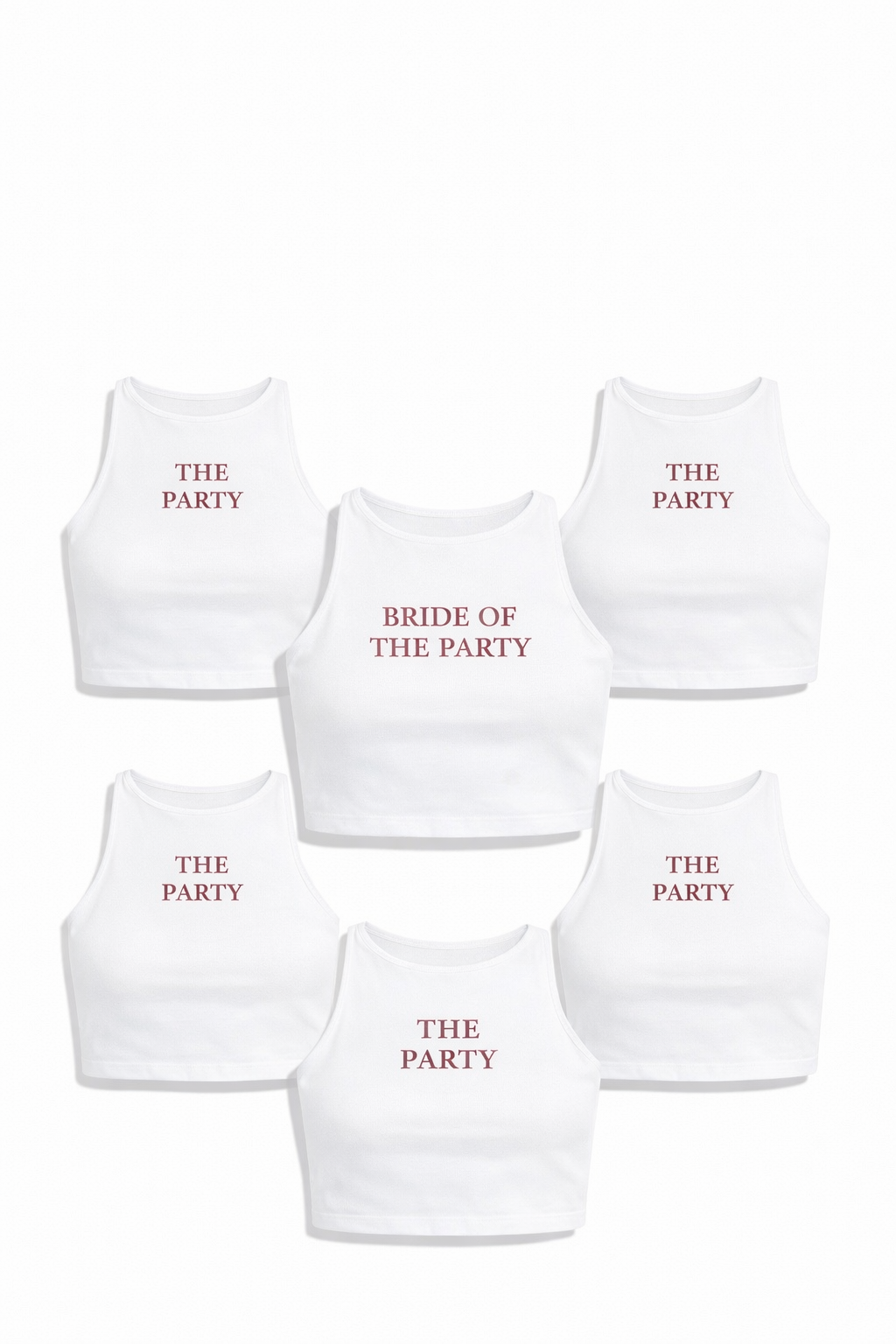 Custom Embroidered Bridal racer neck Crop Top, single or bundle