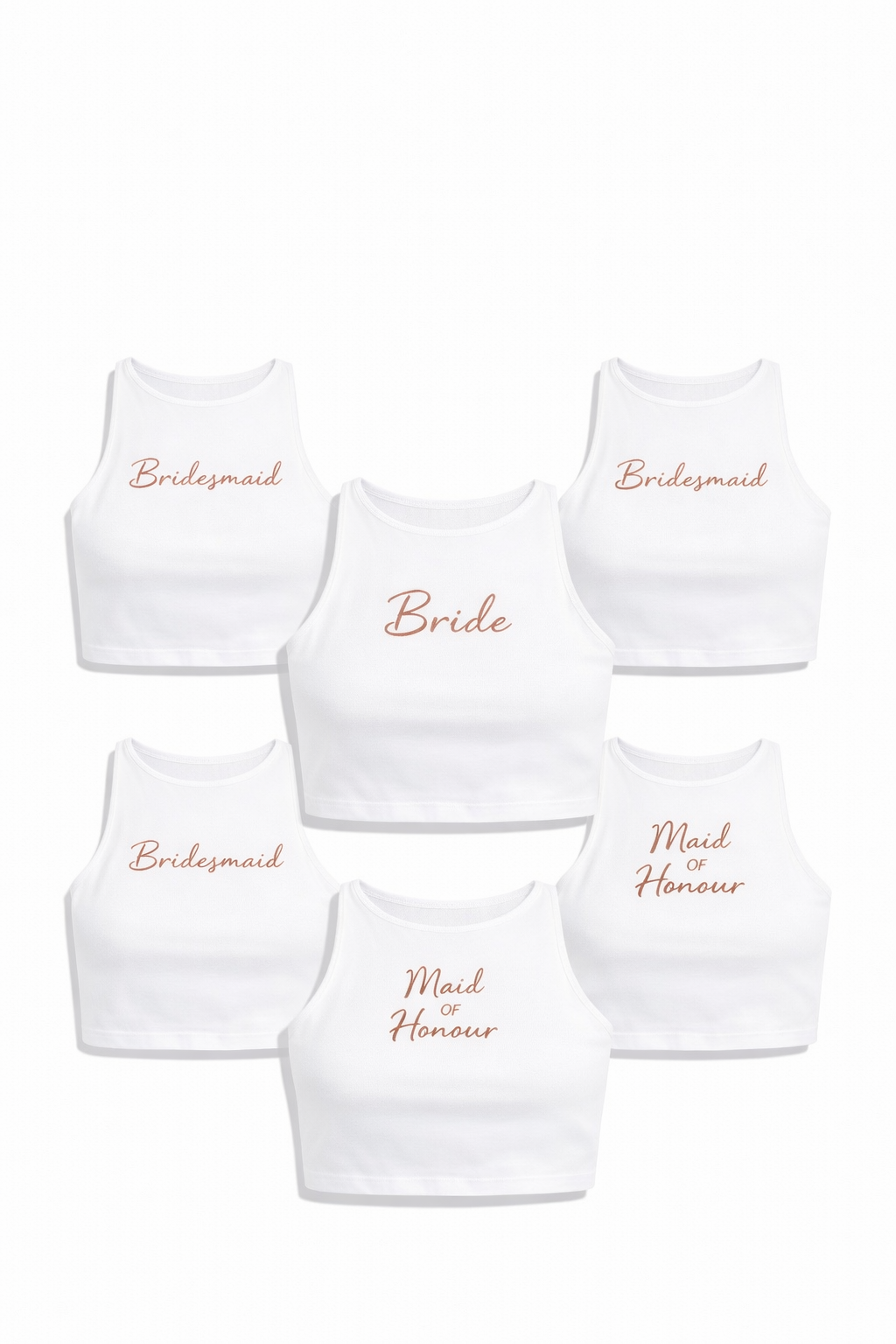 Custom Embroidered Bridal racer neck Crop Top, single or bundle