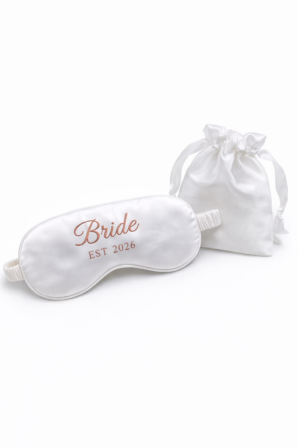 Personalised Bridal Satin Eye Mask with Pouch, single or bulk.