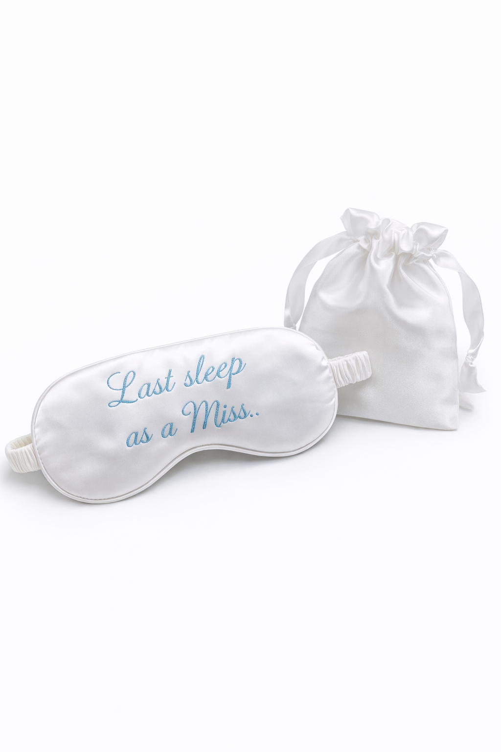 Personalised Bridal Satin Eye Mask with Pouch, single or bulk.