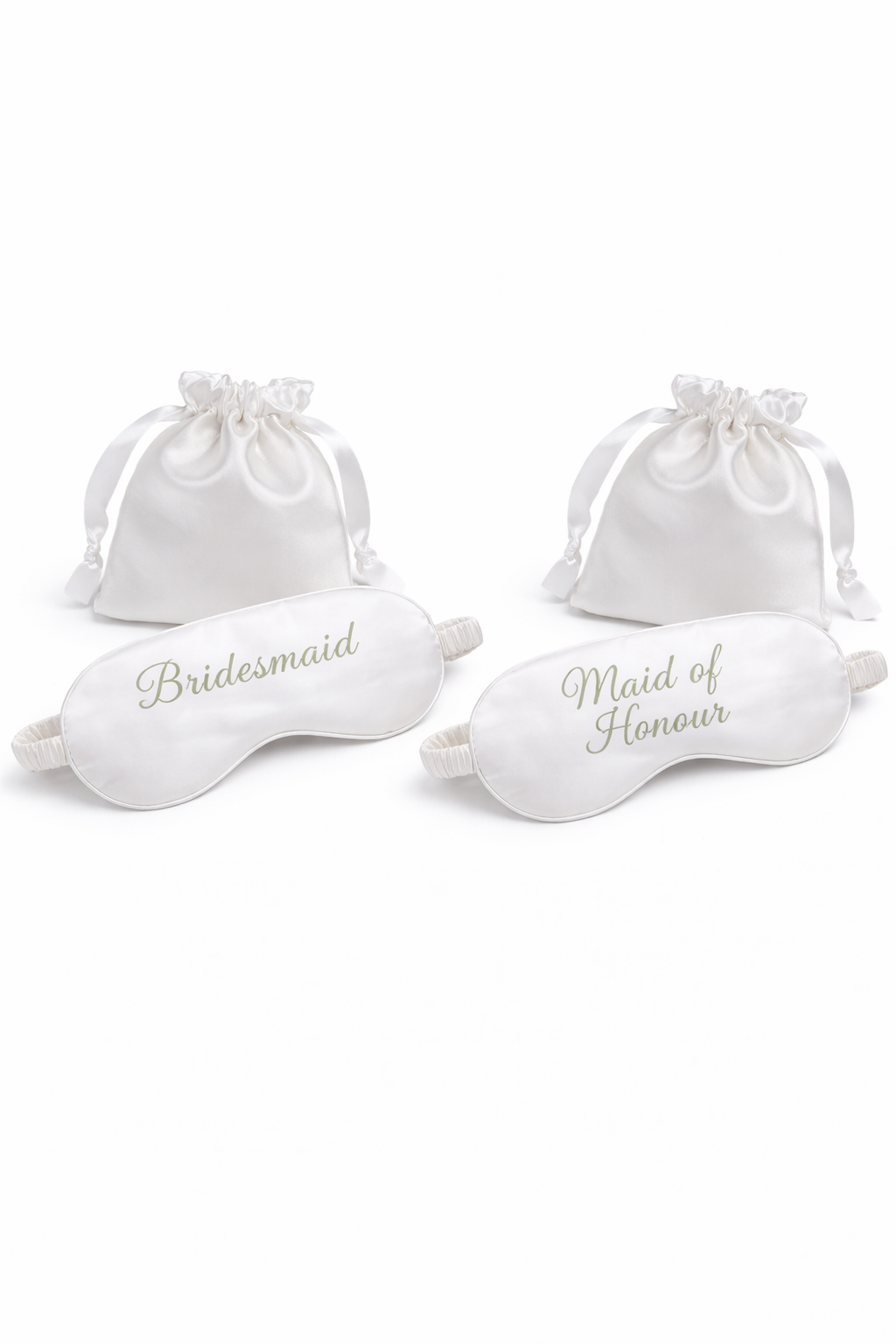 Personalised Bridal Satin Eye Mask with Pouch, single or bulk.
