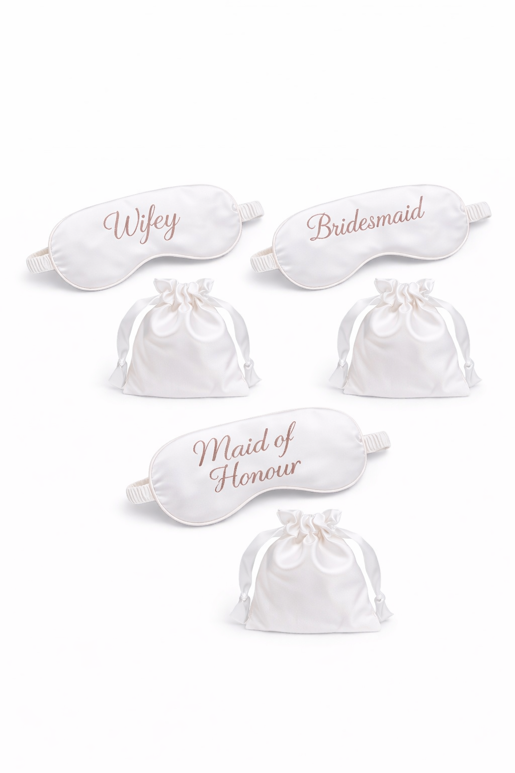 Personalised Bridal Satin Eye Mask with Pouch, single or bulk.