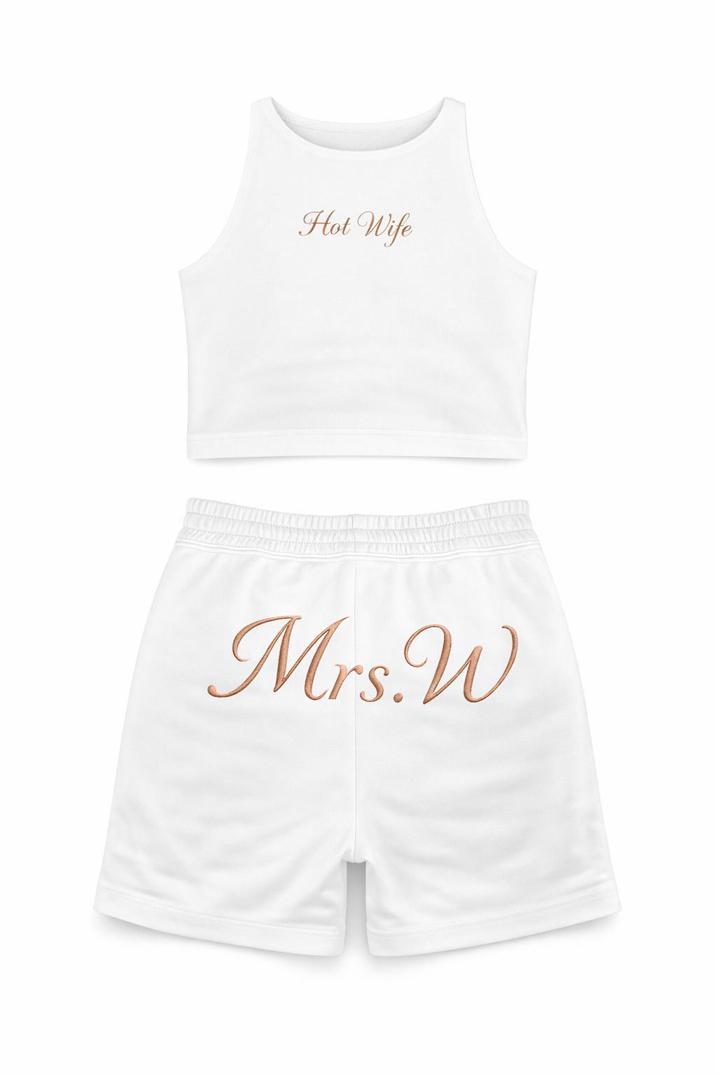 Personalised white bridal shorts & top co-ord set