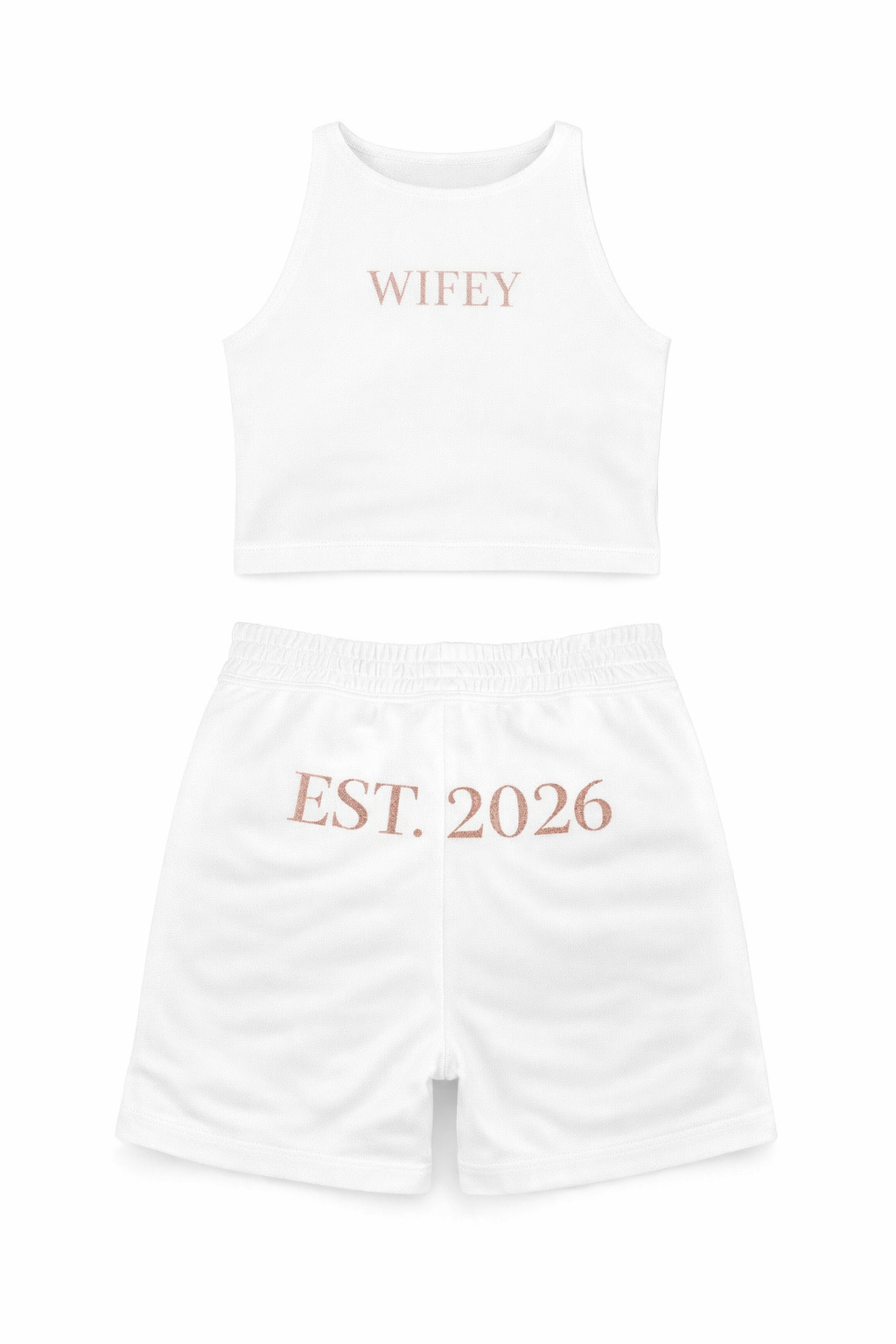 Personalised white bridal shorts & top co-ord set