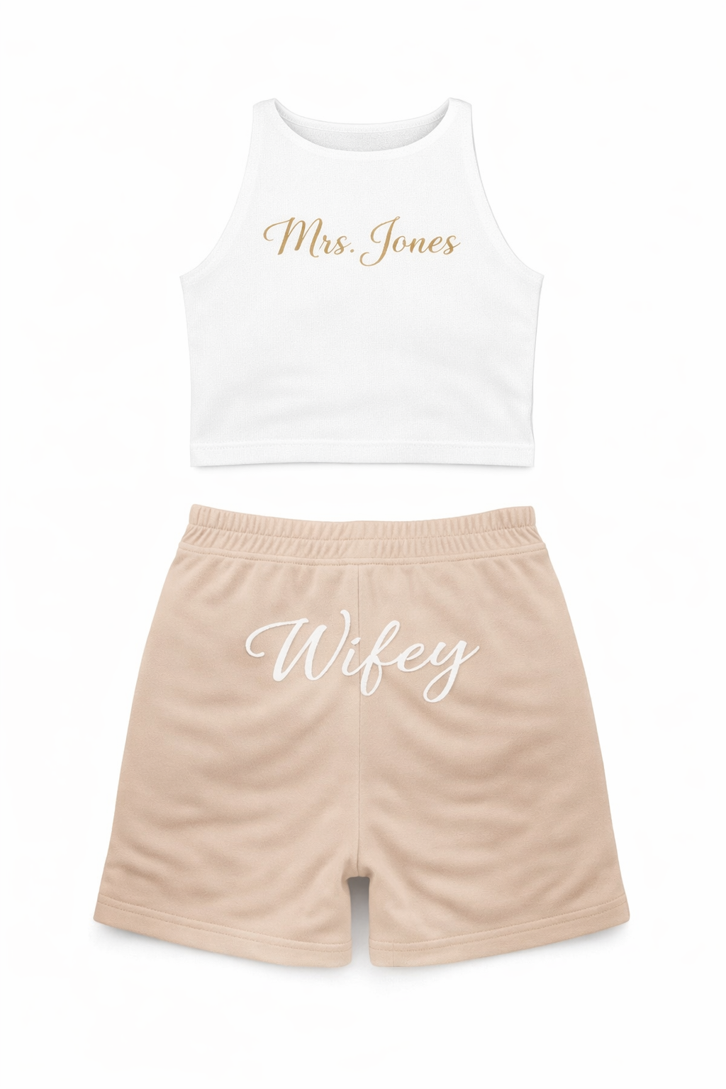 Personalised white & sand bridal 2 or 3 piece set