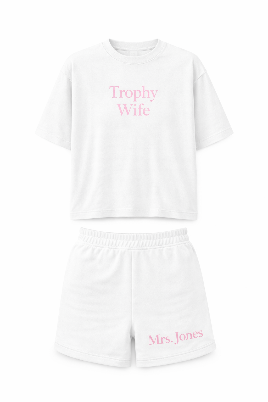 Personalised white Bridal relaxed fit T-Shirt & Shorts Set