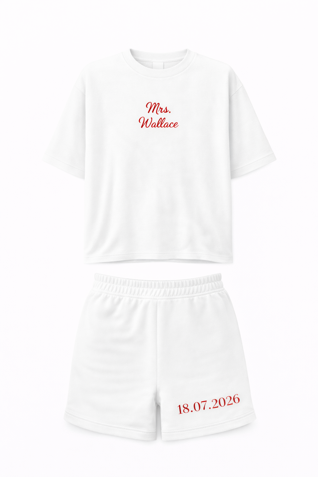 Personalised white Bridal relaxed fit T-Shirt & Shorts Set