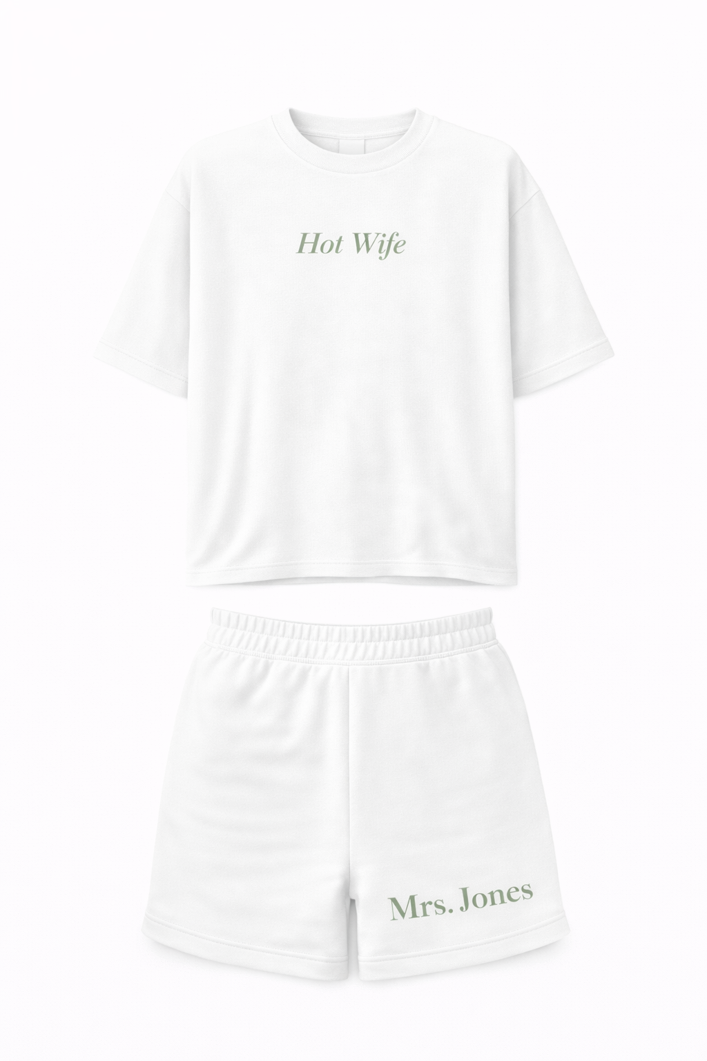 Personalised white Bridal relaxed fit T-Shirt & Shorts Set