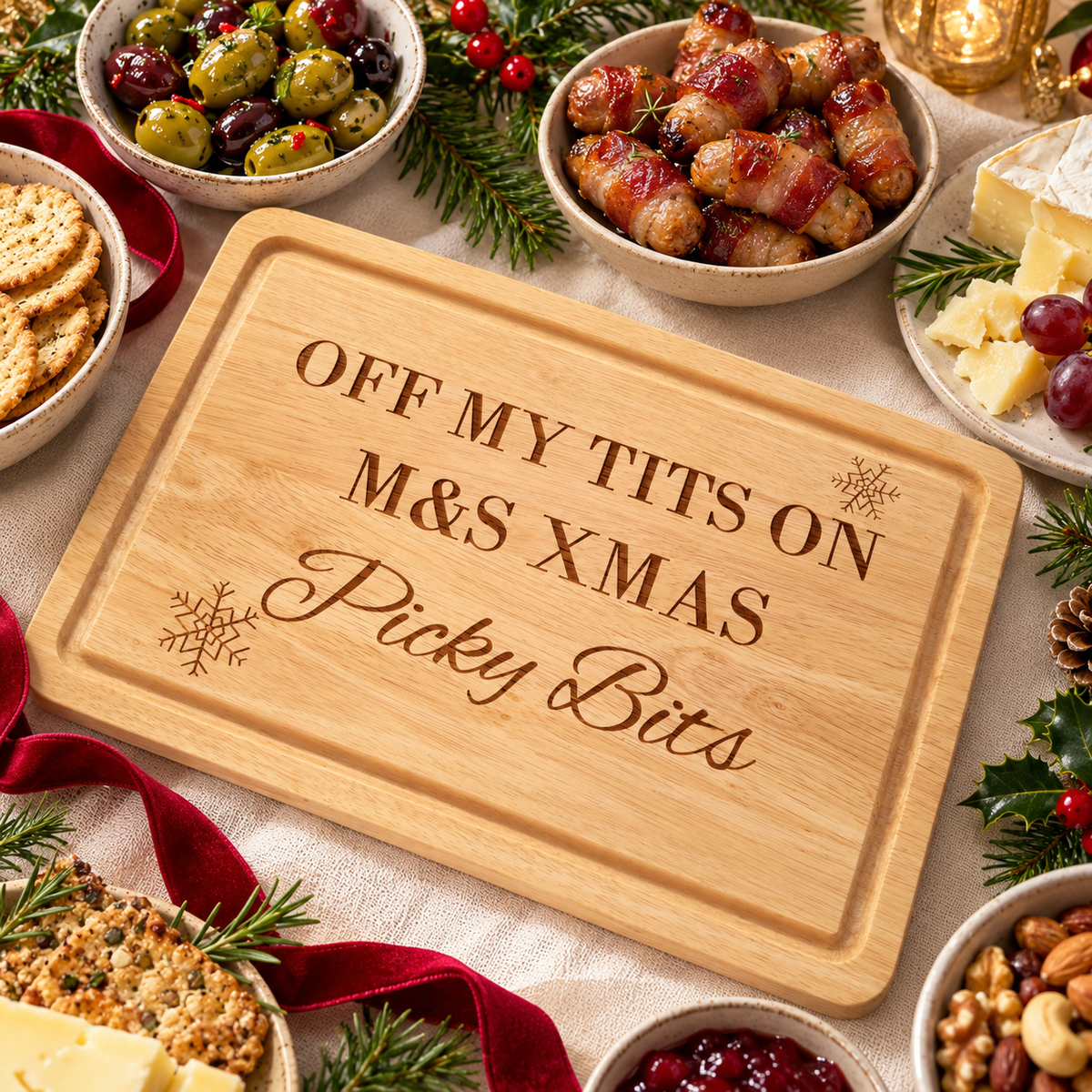 Off my tits on M&S Xmas picky bits board