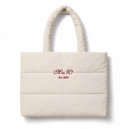 Personalised quilted tote bag