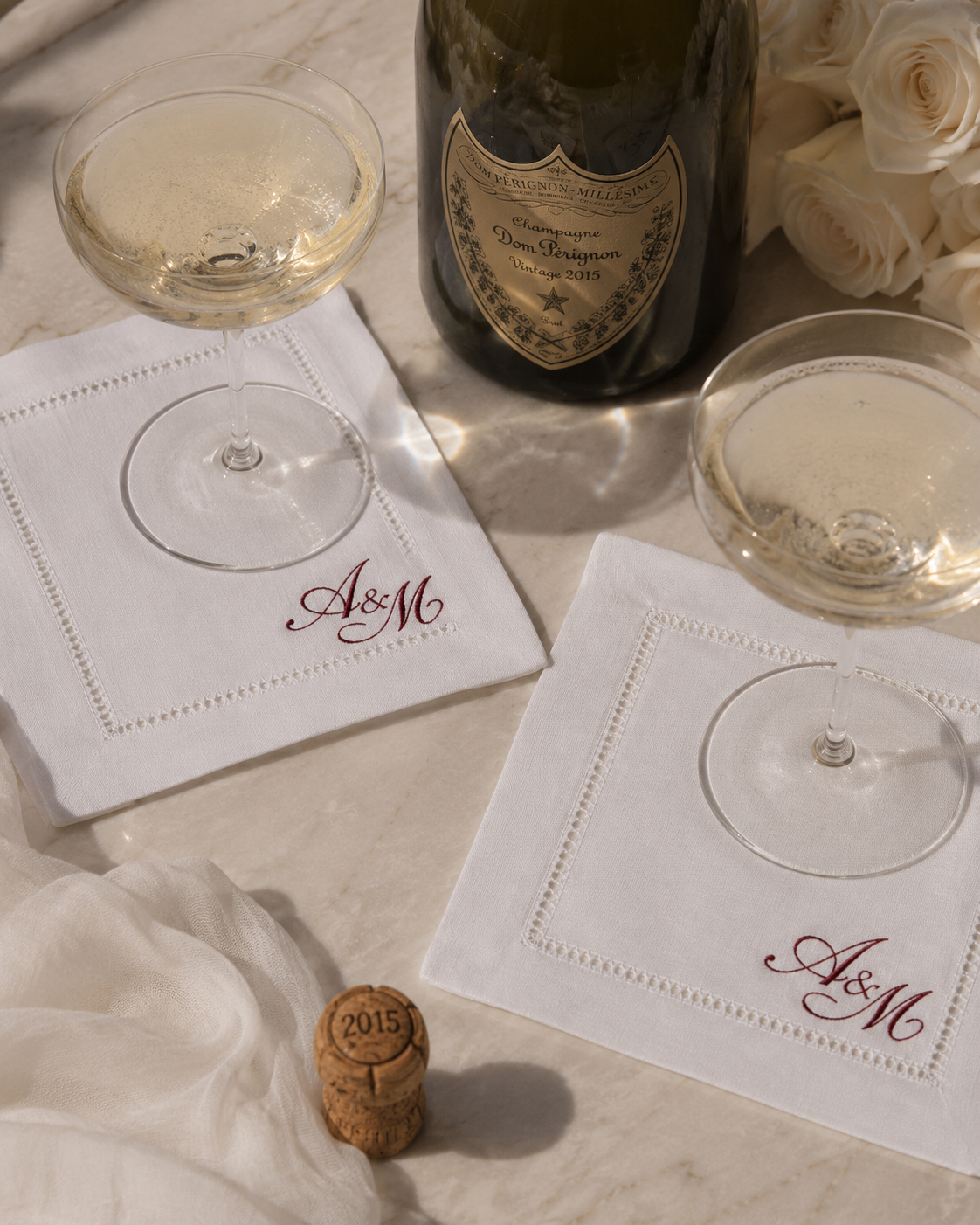 Personalised linen cocktail napkins