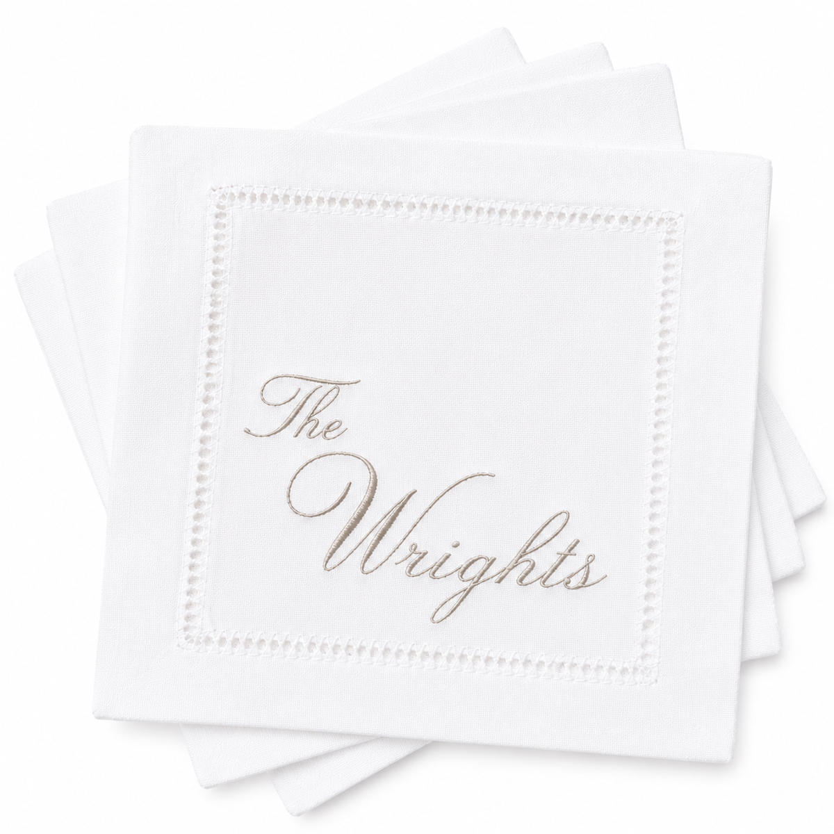 Personalised linen cocktail napkins