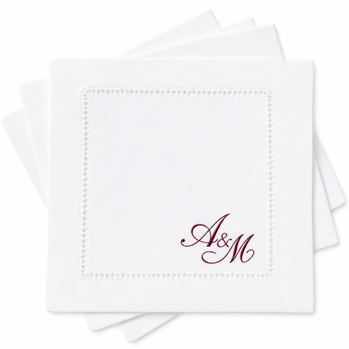 Personalised linen cocktail napkins