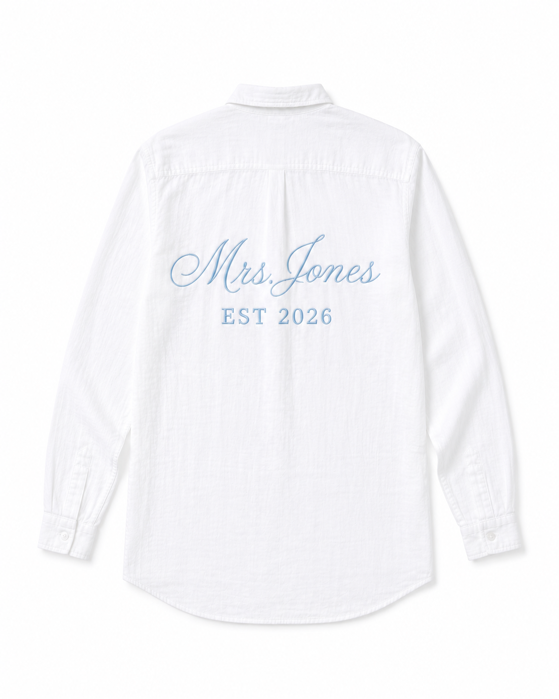 Personalised embroidered white beach shirt